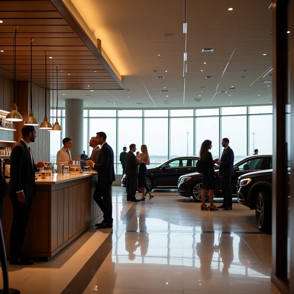 Premium-Auto im Flughafenparkplatz für Concierge-Service.